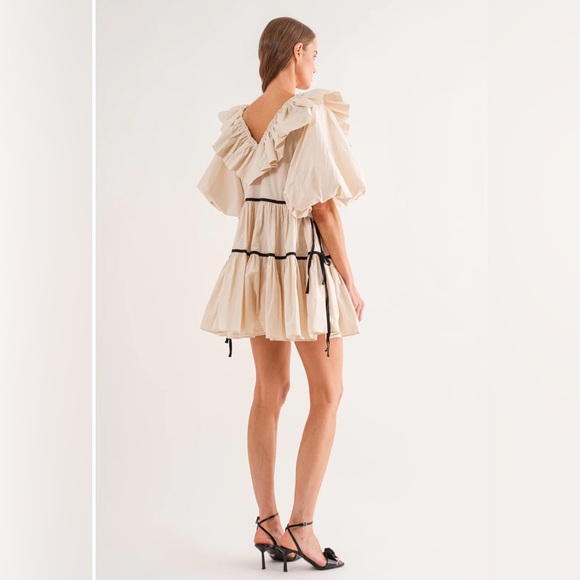 NWT Sofie the Label | Hazel Mini Dress Cream and Black Ruffle | Coquette Girl - Picture 5 of 11